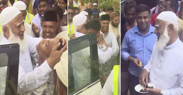 সেলফি না তুলে শিশুকে বুকে জড়িয়ে ধরলেন জামায়াত আমির